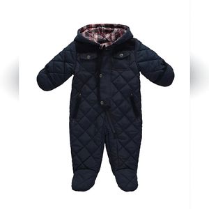 NWT Rothschild Baby Boys Plaid Trim Quilted Barn Pram Snowsuit 3-6 months